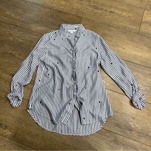 Beachlunchlounge Navy and White Striped Shirt S